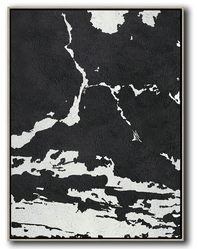 Original Extra Large Wall Art,Black And White Minimalist Painting On Canvas,Contemporary Art Acrylic Painting #G9U3